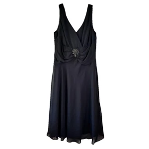 R&M Richards Sleeveless Black Formal Midi Dress Size 12 Cocktail Embellished - Picture 1 of 10