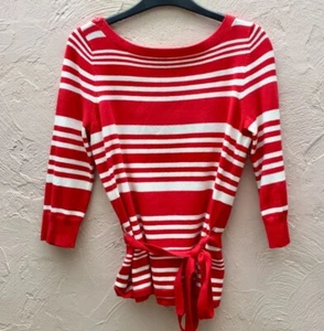 Wallis red and white three-quarter sleeved jumper size 10 - Picture 1 of 4