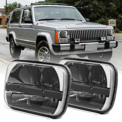 Pair For Jeep Cherokee 1984-2001 XJ for Wrangler 86+ LED Headlights H/L 5x7" 7x6 - Image 1 of 4