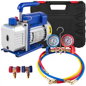 4CFM 1/4HP Pompa Vuoto Condizionatore con Manometro Kit Strumento Vacuum Pump - Afbeelding 1 van 12