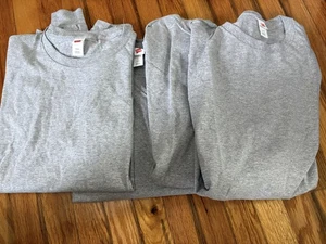 Hanes Hemdpaket Herren Medium meliert grau Langarm Rundhals Baumwollmischung Basic - Bild 1 von 7
