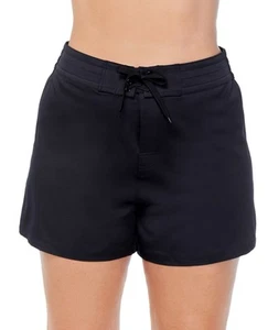 Island Escape Women's Plus Size Beach Board Shorts 4” Black, 24W $45 - Picture 1 of 4