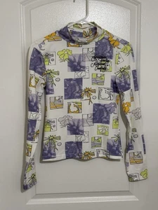 Nike Sportswear Essential T-Shirt Women’s Mock Neck White Purple Yellow Size XS - Picture 1 of 8