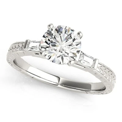 Heavy 950 Platinum 2CT DE/VS Lab-Grown Round Cut Diamond Trilogy Engagement Ring - Image 1 of 4