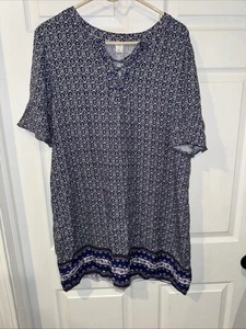 Abito donna manica corta svasato Old Navy taglia L blu navy/bianco - Foto 1 di 3