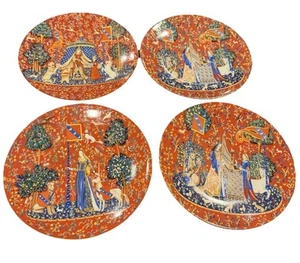 CH Field Haviland-La Dame a La Licorne 9.5”Limoges Plate Set(4) Rare!77,77,79,80 - Picture 1 of 7