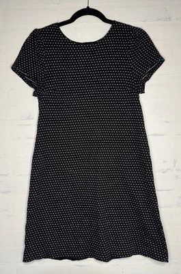 Mini Vestido Anthropologie Maeve Manga Gorra Lunares Negro Blanco Botón Talla Pequeña Foto 1 de 4