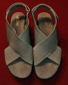 JBU Jambu Alyssa Damen-Keilsandalen grau schimmernder Strick Größe 9,5 M Komfort-Riemen - Bild 1 von 8
