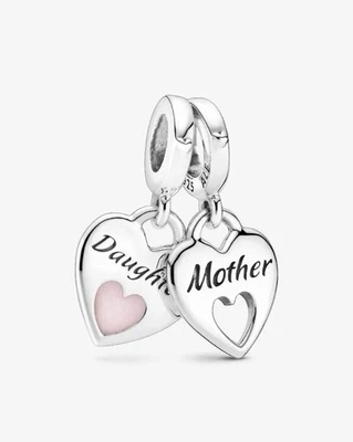 Pandora Mutter Tochter Doppeltes Herz Charm-Anhänger - Bild 1 von 2