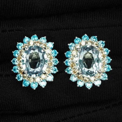 Impresionantes pendientes de oro blanco de plata de ley 925 de 6,20 quilates con cambio de color de alejandrita Foto 1 de 4