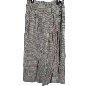 Susan Bristol Wool Blend Pleated Long Lined Houndstooth Skirt USA Made sz 12 - Picture 1 of 17