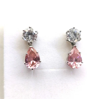 Impresionantes aretes colgantes de lágrima con estrás de vidrio para eventos especiales Foto 1 de 4