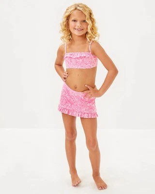 Nuevo con etiquetas Lilly Pulitzer UPF 50+ Niñas 14 Topher Bikini Tidepool Treasures Rosa $78 Foto 1 de 4