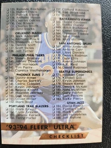 1993-94 Fleer Ultra Basketball Checklist 125-200 and Inserts Card #200 - Picture 1 of 2
