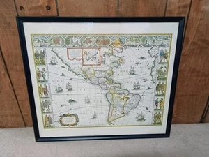 Map of America: Americae Nova Tabula A Guilielmo Blaeuw 1660 Print Lithograph - Picture 1 of 6
