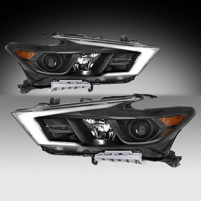 For 2016-2018 Nissan Maxima S SL SV LED DRL Black Projector Headlights Lamps L+R - Image 1 of 4