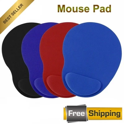 ANTI-SLIP MOUSE PAD MAT WITH FOAM WRIST SUPPORT PC & LAPTOP UK SELLER - Image 1 of 4