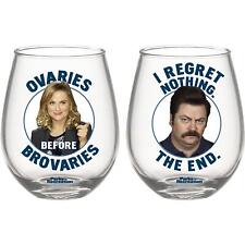 Parks and Recreation Ron & Leslie 20-Ounce Stemless Wine Glasses | Set of 2