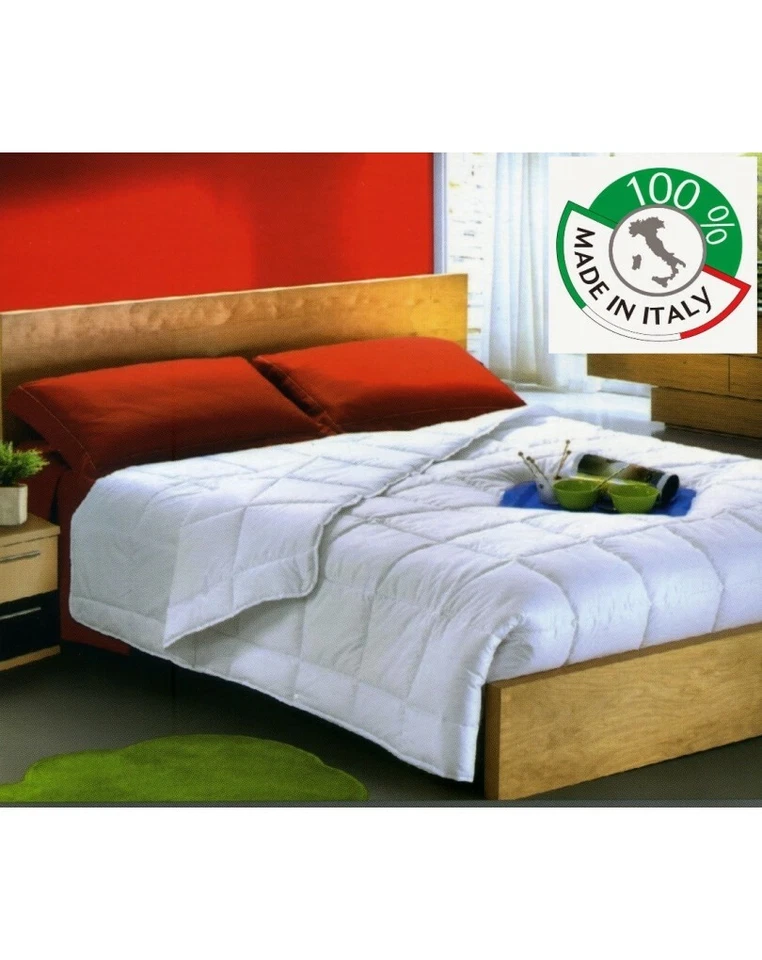 Piumino bianco microfibra 4 stagioni 2 piumini matrimoniale MADE IN ITALY - Immagine 1 di 1