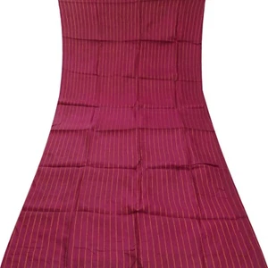 Vintage Burgundy 100% Pure Silk Handwoven Sari Remnant 5YD Craft Fabric Scrap - Picture 1 of 4