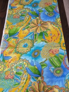 4 Yards "Metro" for Benartex Large Tropical Multicolored  Flower Cotton Fabric - Picture 1 of 11