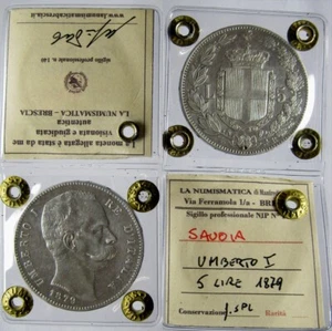 *TRIU* SAVOIA REGNO  UMBERTO I  5 LIRE 1879 Roma IN ARGENTO SIGILLATO - Imagen 1 de 1