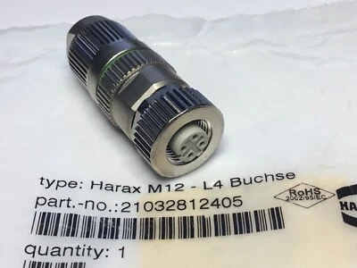 HARTING Electronics Harax M12- L4 Connector IDC Termination, 4 Pole. Ethernet S. - Image 1 of 4