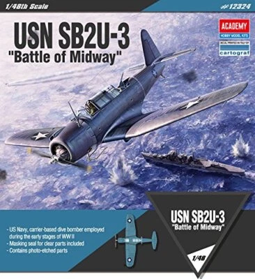USN SB2U-3 Battle of Midway Fighter Plastic Kit 1:48 Model ACADEMY - Immagine 1 di 4