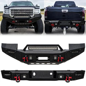 For 2011-2014 GMC Sierra 2500HD/3500HD Steel Front Rear Bumper w/Spotlights Bar - Picture 1 of 16