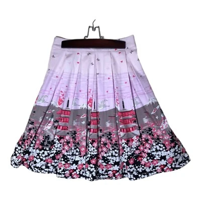 Mujer Rosa Primavera Flor de Cerezo Falda Acampanada Talla Pequeña Japonés Templo Viaje Foto 1 de 4