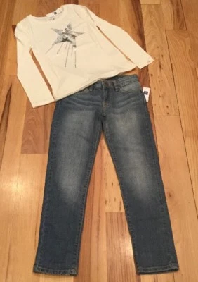 Gap Kids Girls 5 Outfit. Sequins Star Shirt & Skinny Boyfriend Fit Jeans. Nwt - Image 1 of 4