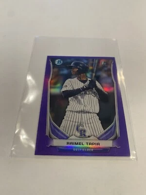 2014 BOWMAN 1st CHROME MINI PURPLE INDIGO REFRACTOR RAIMEL TAPIA RC #1/3 1/1 - Image 1 of 2