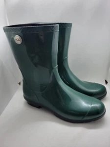 UGG Sienna Waterproof Rubber Rain Boot Size 11 Color Pine Sheepskin Insole - Picture 1 of 6