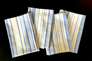 NEW HANDMADE 100% Cotton Cottage Stripe French Blue SET of 4 Dinner NAPKINS  - Picture 1 of 9