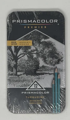 Prismacolor Premier: 12 Turquoise Sketching Pencils - Medium lead - Unopened Tin - Image 1 of 4