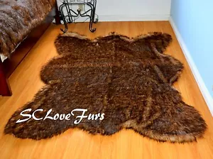 5' x 7' Grizzly Bear Rug Faux Fur Area Rug Plush Lodge Cabin Accents Decors - Picture 1 of 2