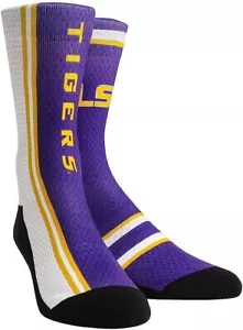 LSU Tigers Socks Crew Length Large Size Mens 10-13 Shoe NEW Jersey Purple - Picture 1 of 6