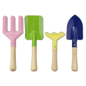 Kids Beach Sandbox Toy & Garden Tool Set Shovel Rake Trowel 4 Pcs Gift Fun Time - Picture 1 of 7