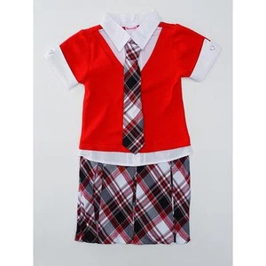 Preppy Nannette Rojo a Cuadros Plisado Vestido y Cuello Corbata Niñas Varias Tallas Nuevo con Etiquetas - Imagen 1 de 1