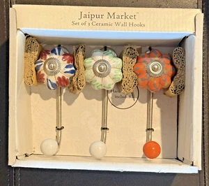 Jaipur Market 3er Set Keramik Wandhaken - Mehrfarbig - Hardware enthalten - Bild 1 von 6