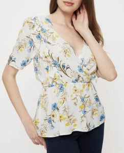 £35 •Dorothy Perkins • Maternity Ivory Floral Ruffle Top Blouse Sz 12 UK. BNWT - Picture 1 of 5