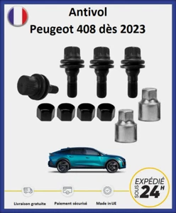 Ecrous antivol de roues noir Peugeot 408 dès 2023 (4 écrous + 2 clefs) - Imagen 1 de 1