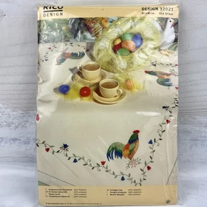 Rico Design Tablecloth Embroidery Kit Roosters Tulips 32021 Stamped Flowers New - Picture 1 of 5