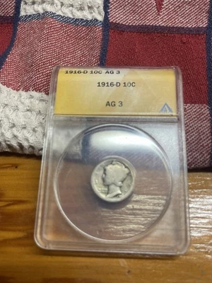 1916 D Mercury Dime ANACS AG 3 Details - Image 1 of 4