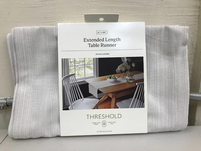 Threshold  14"x108" Extended Length Table Runner White New - Image 1 of 2