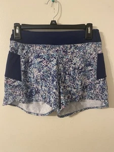 Athleta Girl Record Breaker 3" Shorts Purple Blue Pink Marble-Style Print Sz XL - Picture 1 of 3