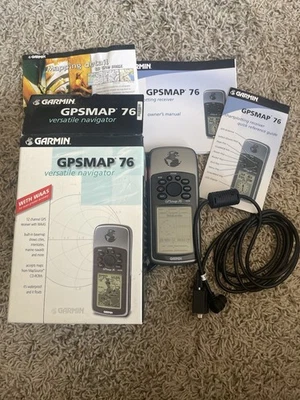 GARMIN GPS 76 Handheld GPS Map Navigator With Box Instructions And Cable Bundle - Image 1 of 4