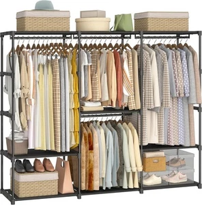 Portable Closet Wardrobe, 81 Inch 81"L x 17"W x 72"H, Black - Picture 1 of 7