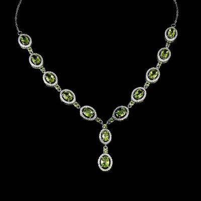 925 Collana Argento Legge Ovale Peridoto 7x5mm Gemma Naturale Gioielli 1 - Immagine 1 di 4