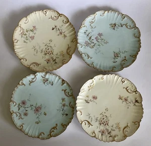 Set aus 4 antiken französischen Limoges handbemalten Porzellantellern 8 1/2 Zoll - Bild 1 von 12